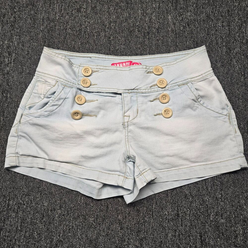 Zana Di Denim Shorts Juniors 9 Y2K Low Rise Stretch Light Blue White 3” Inseam